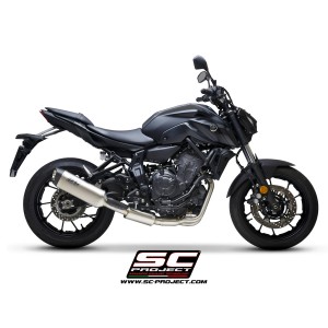 SC Project para YAMAHA MT-07 (2021 - 2024) - Línea de escape completa 2-1 acero inoxidable, con escape SC1-S titanio
