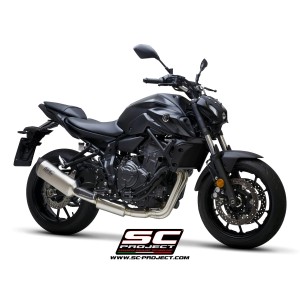 SC Project para YAMAHA MT-07 (2021 - 2024) - Línea de escape completa 2-1 acero inoxidable, con escape SC1-S titanio