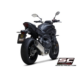 SC Project para YAMAHA MT-07 (2021 - 2024) - Línea de escape completa 2-1 acero inoxidable, con escape SC1-S titanio