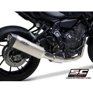 SC Project para YAMAHA MT-07 (2021 - 2024) - Línea de escape completa 2-1 acero inoxidable, con escape SC1-S titanio