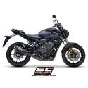 SC Project para YAMAHA MT-07 (2021 - 2024) - Línea de escape completa 2-1 acero inoxidable, negro mate, con escape SC1-S carbono