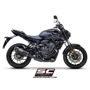 SC Project para YAMAHA MT-07 (2021 - 2024) - Línea de escape completa 2-1 acero inoxidable, negro mate, con escape SC1-S carbono