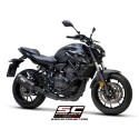 SC Project para YAMAHA MT-07 (2021 - 2024) - Línea de escape completa 2-1 acero inoxidable, negro mate, con escape SC1-S carbono
