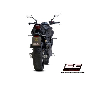 SC Project para YAMAHA MT-07 (2021 - 2024) - Línea de escape completa 2-1 acero inoxidable, negro mate, con escape SC1-S carbono