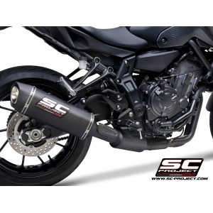 SC Project para YAMAHA MT-07 (2021 - 2024) - Línea de escape completa 2-1 acero inoxidable, negro mate, con escape SC1-S carbono