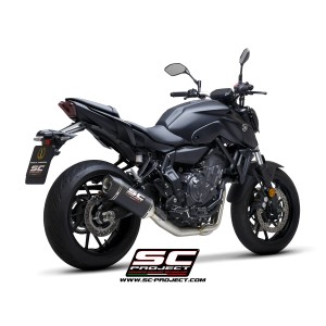 SC Project para YAMAHA MT-07 (2021 - 2024) - Línea de escape completa 2-1 acero inoxidable, con escape SC1-S carbono