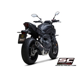 SC Project para YAMAHA MT-07 (2021 - 2024) - Línea de escape completa 2-1 acero inoxidable, con escape SC1-S carbono