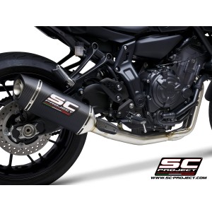 SC Project para YAMAHA MT-07 (2021 - 2024) - Línea de escape completa 2-1 acero inoxidable, con escape SC1-S carbono