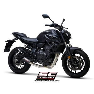SC Project para YAMAHA MT-07 (2021 - 2024) - Línea de escape completa 2-1 acero inoxidable, con escape CR-T carbono