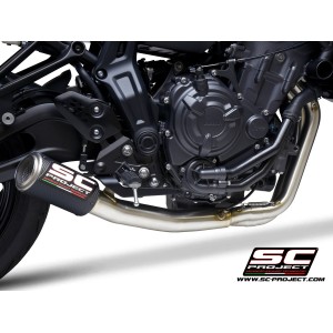 SC Project para YAMAHA MT-07 (2021 - 2024) - Línea de escape completa 2-1 acero inoxidable, con escape CR-T carbono