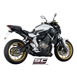 SC Project para YAMAHA MT-07 (2013 - 2016) - Línea de escape completa 2-1 acero inoxidable, con escape S1 acero inoxidable, negr