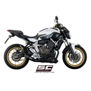 SC Project para YAMAHA MT-07 (2013 - 2016) - Línea de escape completa 2-1 acero inoxidable, con escape S1 acero inoxidable, negr