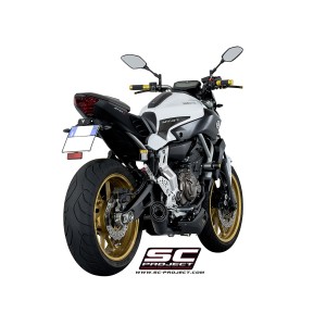 SC Project para YAMAHA MT-07 (2013 - 2016) - Línea de escape completa 2-1 acero inoxidable, con escape S1 acero inoxidable, negr