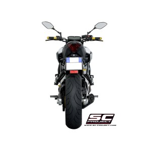 SC Project para YAMAHA MT-07 (2013 - 2016) - Línea de escape completa 2-1 acero inoxidable, con escape S1 acero inoxidable, negr