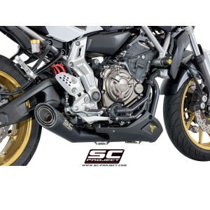 SC Project para YAMAHA MT-07 (2013 - 2016) - Línea de escape completa 2-1 acero inoxidable, con escape S1 acero inoxidable, negr
