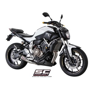 SC Project para YAMAHA MT-07 (2013 - 2016) - Línea de escape completa 2-1 acero inoxidable, con escape Conic acero inoxidable