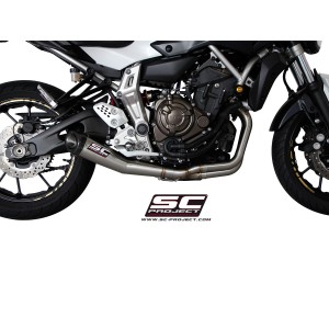 SC Project para YAMAHA MT-07 (2013 - 2016) - Línea de escape completa 2-1 acero inoxidable, con escape Conic acero inoxidable