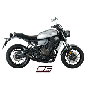 SC Project para YAMAHA XSR 700 (2016 - 2020) - Línea de escape completa 2-1 acero inoxidable, con escape S1 titanio, negro mate