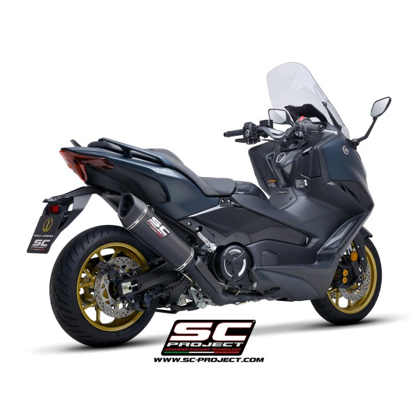 SC Project para YAMAHA TMAX 560 (2022 - 2024) - Línea de escape completa 2-1 acero inoxidable, negro mate, con escape SC1-R carb