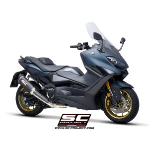 SC Project para YAMAHA TMAX 560 (2022 - 2024) - Línea de escape completa 2-1 acero inoxidable, con escape SC1-R carbono