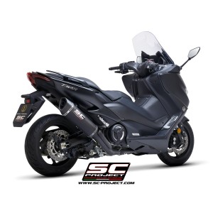 SC Project para YAMAHA TMAX 560 (2020 - 2021) - Línea de escape completa 2-1 acero inoxidable, negro mate, con escape SC1-R carb