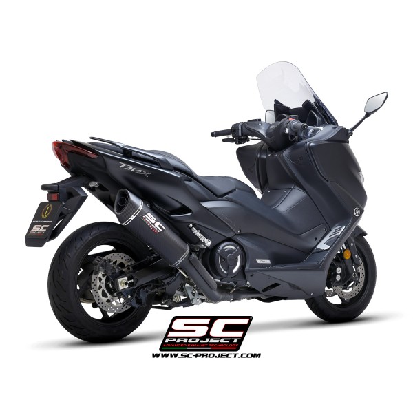 SC Project para YAMAHA TMAX 560 (2020 - 2021) - Línea de escape completa 2-1 acero inoxidable, negro mate, con escape SC1-R carb