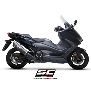 SC Project para YAMAHA TMAX 560 (2020 - 2021) - Línea de escape completa 2-1 acero inoxidable, negro mate, con escape SC1-R carb