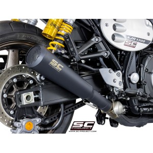 SC Project para YAMAHA XJR 1300 (2015 - 2016) - RACER - Escape Conico 70s acero inoxidable, negro mate