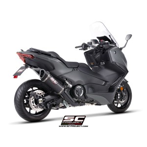 SC Project para YAMAHA TMAX 560 (2025 - 2026) - Línea de escape completa 2-1 acero inoxidable, negro mate, con escape SC1-R carb