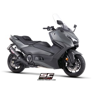 SC Project para YAMAHA TMAX 560 (2025 - 2026) - Línea de escape completa 2-1 acero inoxidable, negro mate, con escape SC1-R carb