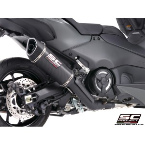 SC Project para YAMAHA TMAX 560 (2025 - 2026) - Línea de escape completa 2-1 acero inoxidable, negro mate, con escape SC1-R carb