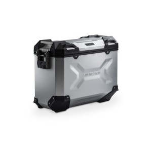 Maleta de aluminio TRAX ADV M 37 l. Izquierda. Plateado.