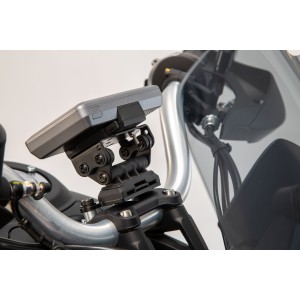 Soporte GPS para manillar Negro. Moto Guzzi V85 TT (19-23).