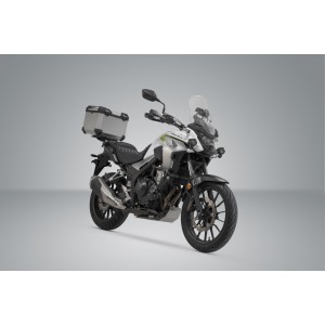 Sistema topcase TRAX ADV Plateado. Honda CB500X, CB500F, CBR500R, NX500.