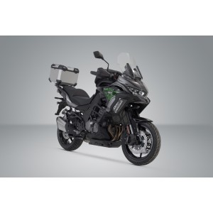 Sistema topcase TRAX ADV Plateado. Kawasaki Versys 1000 (11-) / 1100 (24-).