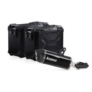 Sistema de maletas TRAX ADV + Akrapovic Negro. 45/37 l. BMW R 1250 GS/Adv/Rallye (18-).
