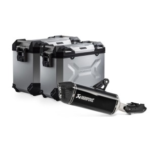 Sistema de maletas TRAX ADV + Akrapovic Plateado. 45/37 l. BMW R 1250 GS/Adv/Rallye (18-).