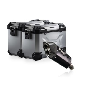 Sistema de maletas TRAX ADV + Akrapovic Plateado. 45/45 litros. BMW R 1300 GS Adv. (24-).