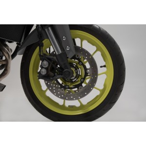 Kit de topes anticaidas para el eje delantero Negro. MT-09 / Tracer 900 / YZF-R7, Aprilia.