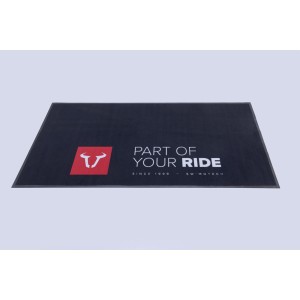 Alfombrilla para motocicleta de SW-MOTECH 2,0 x 1,0 m Rectangular. Negro. Blanco/rojo.