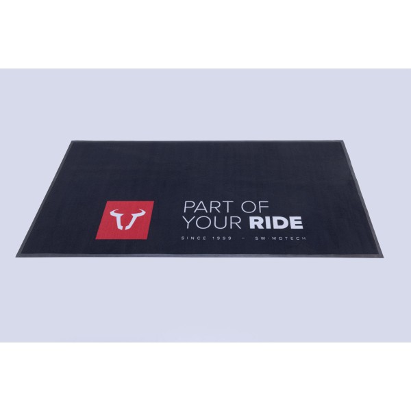 Alfombrilla para motocicleta de SW-MOTECH 2,0 x 1,0 m Rectangular. Negro. Blanco/rojo.