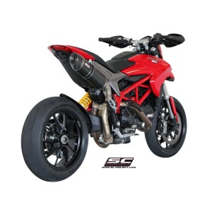 SC Project para DUCATI HYPERMOTARD 821 (2013 - 2016) - Escape Oval carbono, posición alta