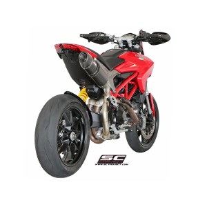 SC Project para DUCATI HYPERMOTARD 821 (2013 - 2016) - Escape Oval carbono, posición alta