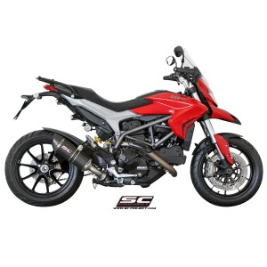 SC Project para DUCATI HYPERMOTARD 821 (2013 - 2016) - Escape Oval carbono, posición baja