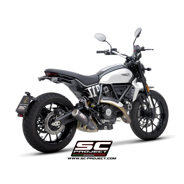 SC Project para DUCATI SCRAMBLER 800 (2025 - 2026) - Escape CR-T carbono, con malla antipiedras