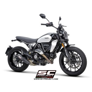 SC Project para DUCATI SCRAMBLER 800 (2025 - 2026) - Escape CR-T carbono, con malla antipiedras
