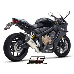 SC Project para HONDA CBR650R (2021 - 2023) - Línea de escape completa 4-1 acero inoxidable, con escape SC1-R titanio