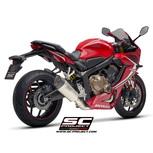 SC Project para HONDA CBR650R (2019 - 2020) - Línea de escape completa 4-1 acero inoxidable, con escape SC1-R titanio