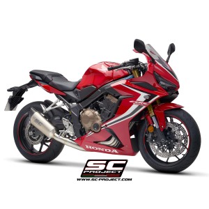 SC Project para HONDA CBR650R (2019 - 2020) - Línea de escape completa 4-1 acero inoxidable, con escape SC1-R titanio