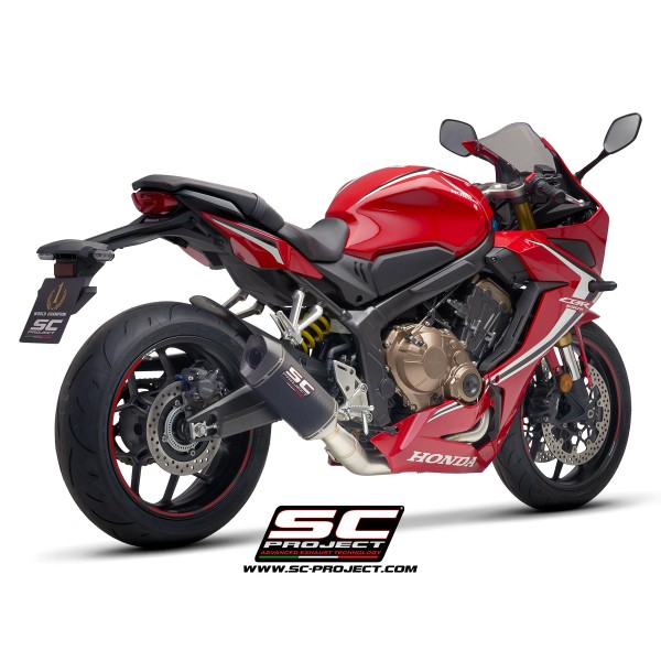 SC Project para HONDA CBR650R (2019 - 2020) - Línea de escape completa 4-1 acero inoxidable, con escape SC1-M carbono